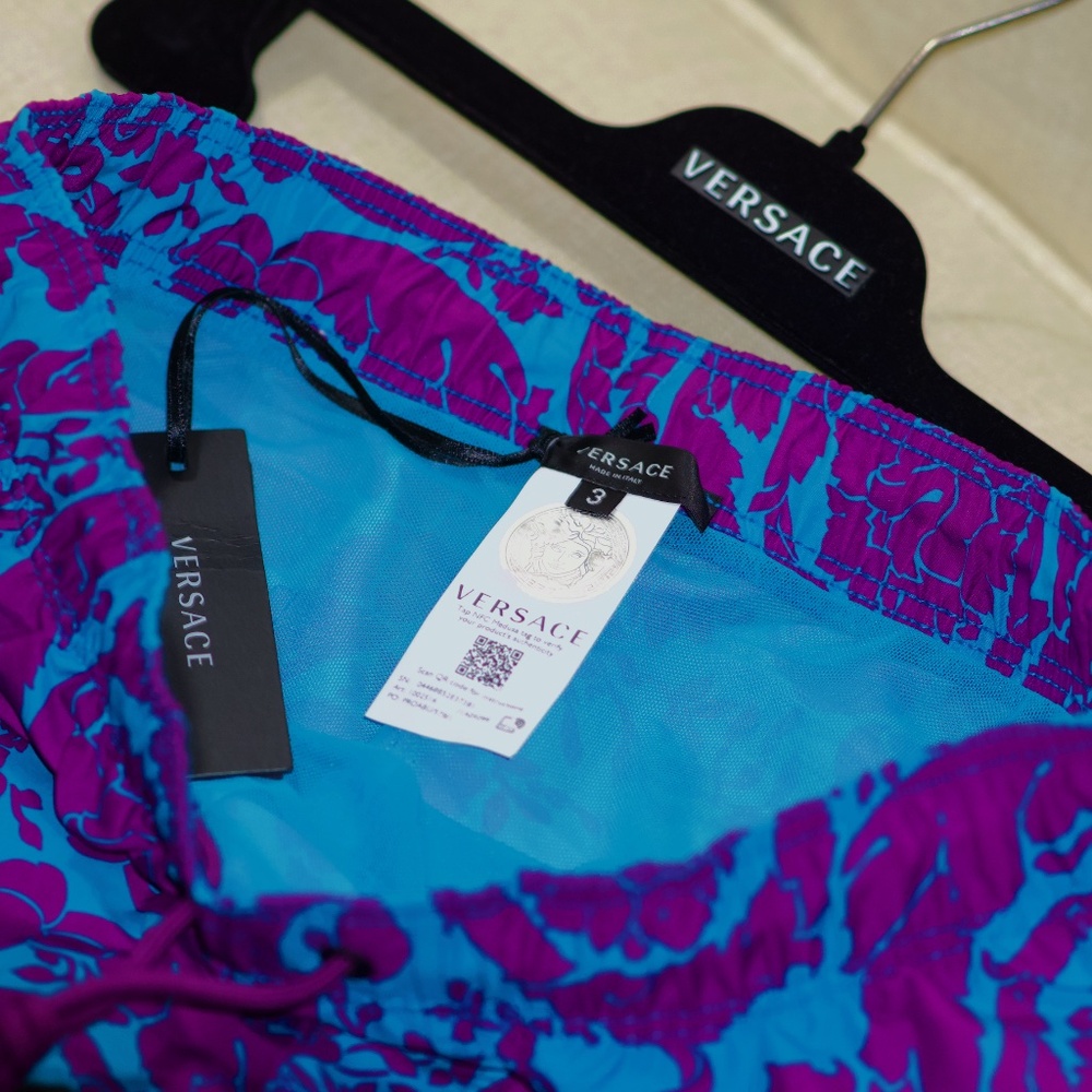 Versace Baroque Pattern Drawstring Swim Shorts - image 5
